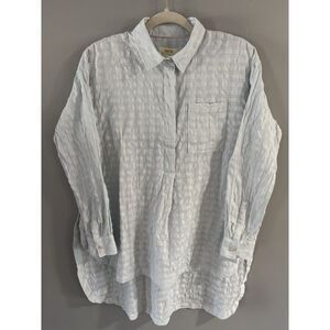 Anthropologie Maeve Womens Top Tunic White Textured High‎ Low Cotton sz XS